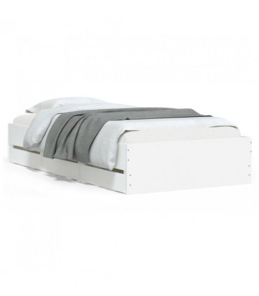 vidaXL Bed Frame with Drawers without Mattress White 75x190 cm Small Single — Size: 75 x 190 cm