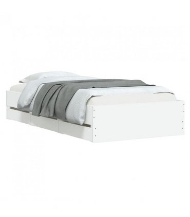 vidaXL Bed Frame with Drawers without Mattress White 75x190 cm Small Single — Size: 75 x 190 cm