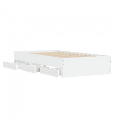 vidaXL Bed Frame with Drawers without Mattress White 75x190 cm Small Single — Size: 75 x 190 cm
