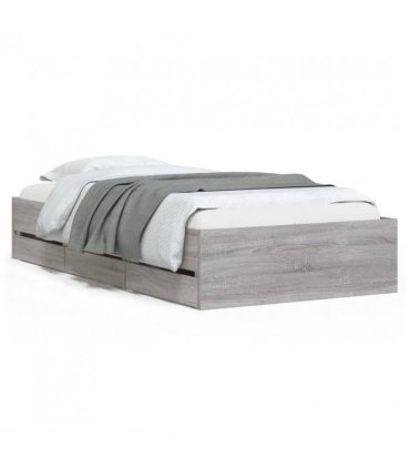 vidaXL Bed Frame with Drawers without Mattress Grey Sonoma 90x190 cm Single — Size: 90 x 190 cm