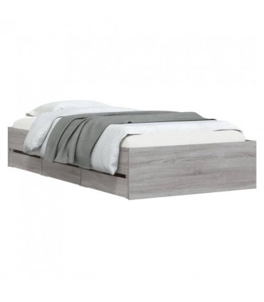 vidaXL Bed Frame with Drawers without Mattress Grey Sonoma 90x190 cm Single — Size: 90 x 190 cm