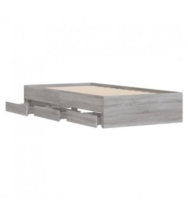 vidaXL Bed Frame with Drawers without Mattress Grey Sonoma 90x190 cm Single — Size: 90 x 190 cm