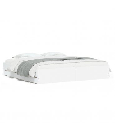 vidaXL Bed Frame with Drawers without Mattress White 180x200 cm Super King — Size: 180 x 200 cm