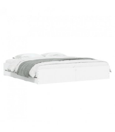 vidaXL Bed Frame with Drawers without Mattress White 180x200 cm Super King — Size: 180 x 200 cm
