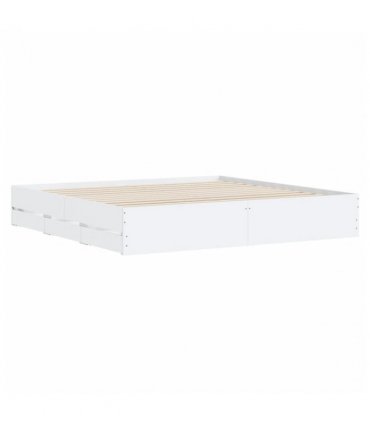 vidaXL Bed Frame with Drawers without Mattress White 180x200 cm Super King — Size: 180 x 200 cm