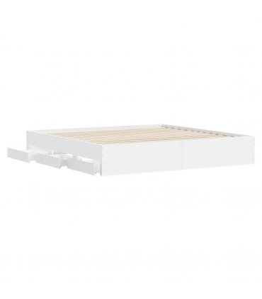 vidaXL Bed Frame with Drawers without Mattress White 180x200 cm Super King — Size: 180 x 200 cm