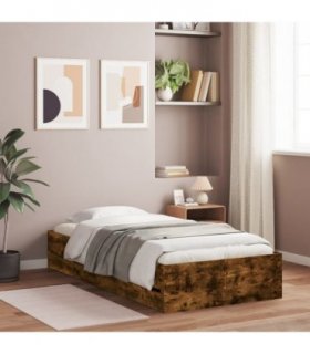 vidaXL Bed Frame with Drawers without Mattress Smoked Oak 90x200 cm — Size: 90 x 200 cm
