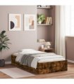 vidaXL Bed Frame with Drawers without Mattress Smoked Oak 90x200 cm — Size: 90 x 200 cm
