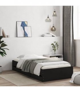 vidaXL Bed Frame with Drawers without Mattress Black 100x200 cm — Size: 100 x 200 cm