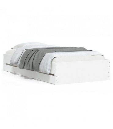 vidaXL Bed Frame with Drawers without Mattress White 90x190 cm Single — Size: 90 x 190 cm