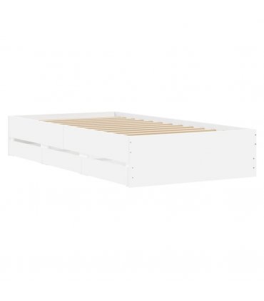 vidaXL Bed Frame with Drawers without Mattress White 90x190 cm Single — Size: 90 x 190 cm