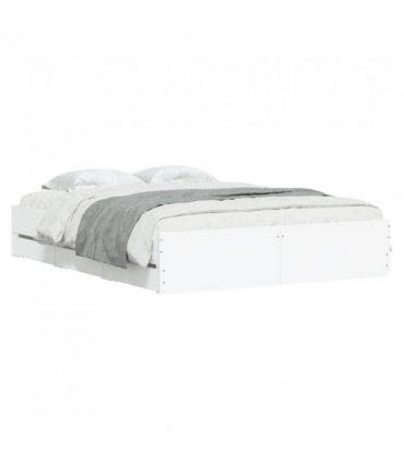 vidaXL Bed Frame with Drawers without Mattress White 140x190 cm — Size: 140 x 190 cm