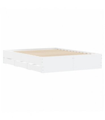 vidaXL Bed Frame with Drawers without Mattress White 140x190 cm — Size: 140 x 190 cm