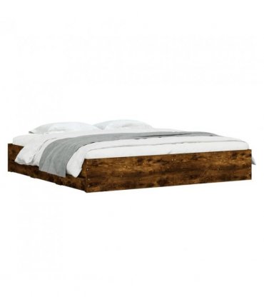 vidaXL Bed Frame with Drawers without Mattress Smoked Oak 160x200 cm — Size: 160 x 200 cm