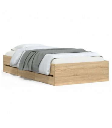 vidaXL Bed Frame with Drawers without Mattress Sonoma Oak 75x190 cm Small Single — Size: 75 x 190 cm