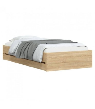 vidaXL Bed Frame with Drawers without Mattress Sonoma Oak 75x190 cm Small Single — Size: 75 x 190 cm