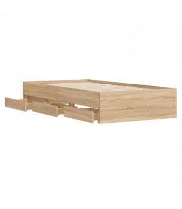 vidaXL Bed Frame with Drawers without Mattress Sonoma Oak 75x190 cm Small Single — Size: 75 x 190 cm