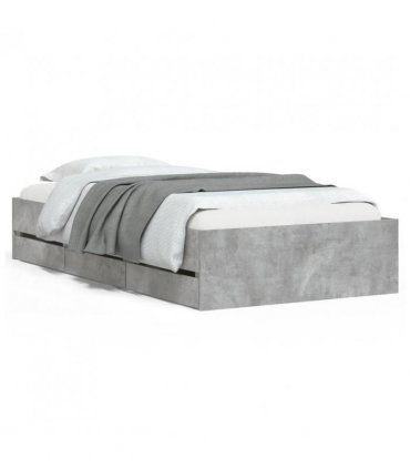 vidaXL Bed Frame with Drawers without Mattress Concrete Grey 75x190 cm Small Single — Size: 75 x 190 cm