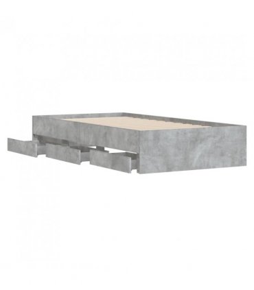 vidaXL Bed Frame with Drawers without Mattress Concrete Grey 75x190 cm Small Single — Size: 75 x 190 cm