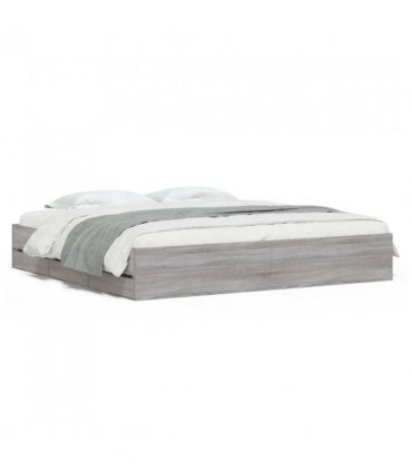 vidaXL Bed Frame with Drawers without Mattress Grey Sonoma 180x200 cm Super King — Size: 180 x 200 cm