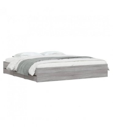vidaXL Bed Frame with Drawers without Mattress Grey Sonoma 180x200 cm Super King — Size: 180 x 200 cm