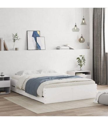 vidaXL Bed Frame with Drawers without Mattress White 135x190 cm Double — Size: 135 x 190 cm