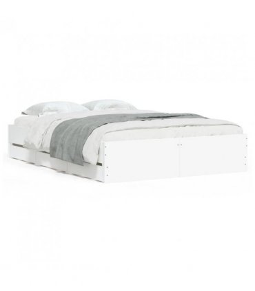 vidaXL Bed Frame with Drawers without Mattress White 135x190 cm Double — Size: 135 x 190 cm