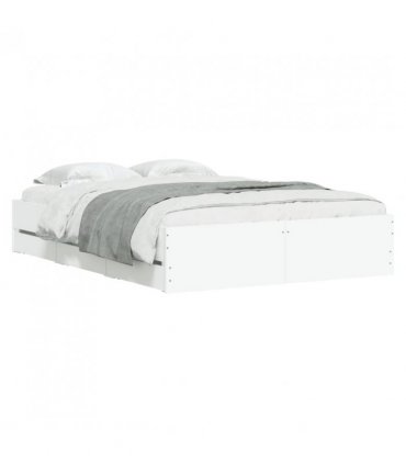 vidaXL Bed Frame with Drawers without Mattress White 135x190 cm Double — Size: 135 x 190 cm