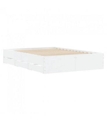 vidaXL Bed Frame with Drawers without Mattress White 135x190 cm Double — Size: 135 x 190 cm
