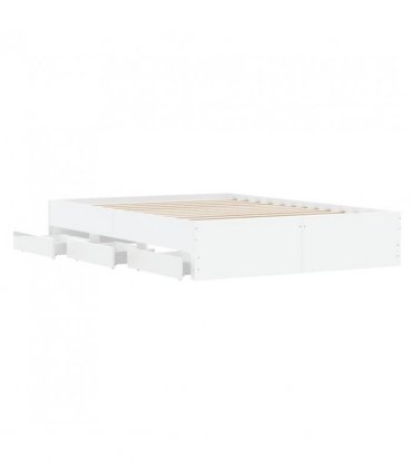 vidaXL Bed Frame with Drawers without Mattress White 135x190 cm Double — Size: 135 x 190 cm