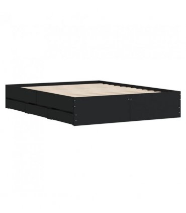 vidaXL Bed Frame with Drawers without Mattress Black 150x200 cm King Size — Size: 150 x 200 cm