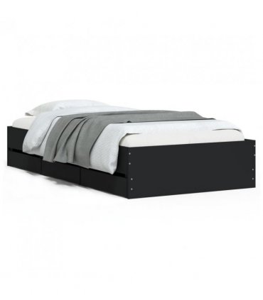 vidaXL Bed Frame with Drawers without Mattress Black 75x190 cm Small Single — Size: 75 x 190 cm