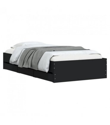 vidaXL Bed Frame with Drawers without Mattress Black 75x190 cm Small Single — Size: 75 x 190 cm