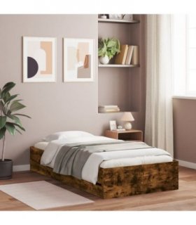 vidaXL Bed Frame with Drawers without Mattress Smoked Oak 90x190 cm Single — Size: 90 x 190 cm