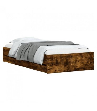 vidaXL Bed Frame with Drawers without Mattress Smoked Oak 90x190 cm Single — Size: 90 x 190 cm