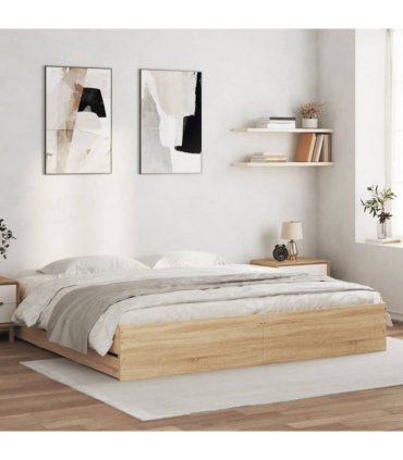 vidaXL Bed Frame with Drawers without Mattress Sonoma Oak 180x200 cm Super King — Size: 180 x 200 cm