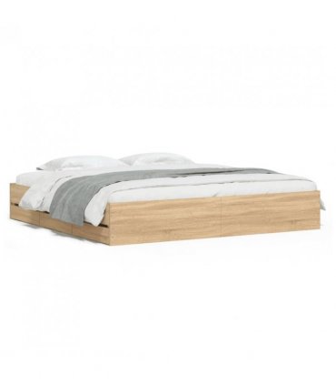 vidaXL Bed Frame with Drawers without Mattress Sonoma Oak 180x200 cm Super King — Size: 180 x 200 cm