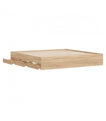 vidaXL Bed Frame with Drawers without Mattress Sonoma Oak 180x200 cm Super King — Size: 180 x 200 cm