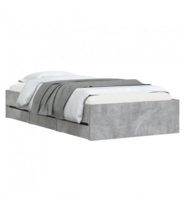 vidaXL Bed Frame with Drawers without Mattress Concrete Grey 90x190 cm Single — Size: 90 x 190 cm
