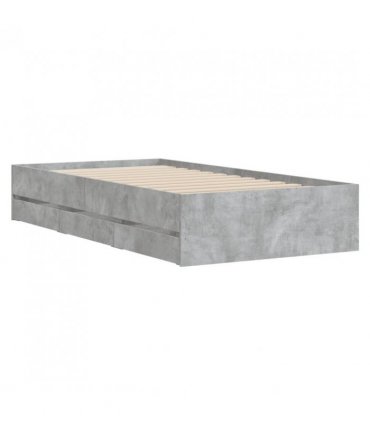 vidaXL Bed Frame with Drawers without Mattress Concrete Grey 90x190 cm Single — Size: 90 x 190 cm