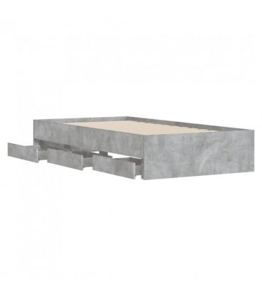 vidaXL Bed Frame with Drawers without Mattress Concrete Grey 90x190 cm Single — Size: 90 x 190 cm