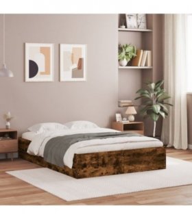 vidaXL Bed Frame with Drawers without Mattress Smoked Oak 120x190 cm Small Double — Size: 120 x 190 cm