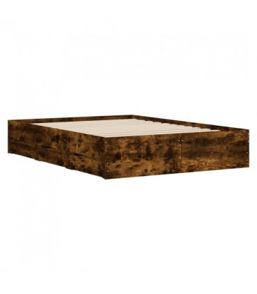 vidaXL Bed Frame with Drawers without Mattress Smoked Oak 120x190 cm Small Double — Size: 120 x 190 cm