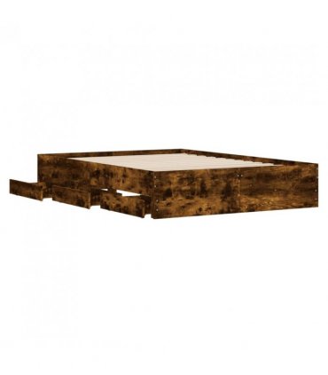 vidaXL Bed Frame with Drawers without Mattress Smoked Oak 120x190 cm Small Double — Size: 120 x 190 cm