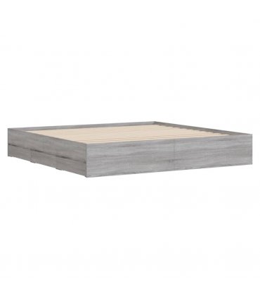 vidaXL Bed Frame with Drawers without Mattress Grey Sonoma 160x200 cm — Size: 160 x 200 cm