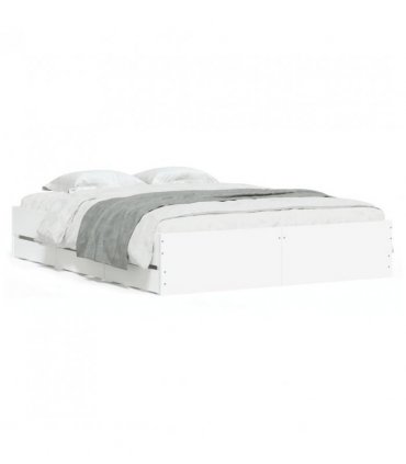 vidaXL Bed Frame with Drawers without Mattress White 150x200 cm King Size — Size: 150 x 200 cm