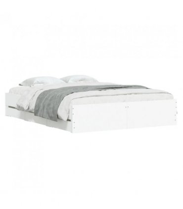 vidaXL Bed Frame with Drawers without Mattress White 150x200 cm King Size — Size: 150 x 200 cm