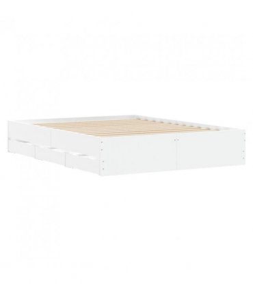 vidaXL Bed Frame with Drawers without Mattress White 150x200 cm King Size — Size: 150 x 200 cm