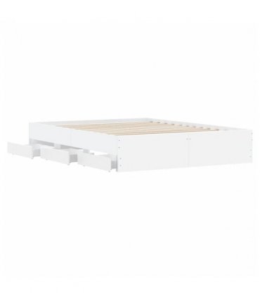 vidaXL Bed Frame with Drawers without Mattress White 150x200 cm King Size — Size: 150 x 200 cm