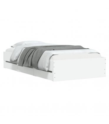 vidaXL Bed Frame with Drawers without Mattress White 90x200 cm — Size: 90 x 200 cm